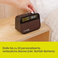 Radiobudík Pure Moment do ložnice a kanceláře (digitální rádio DAB+/FM, Bluetooth, bílý šum, světlo pro buzení, noční světlo, bu